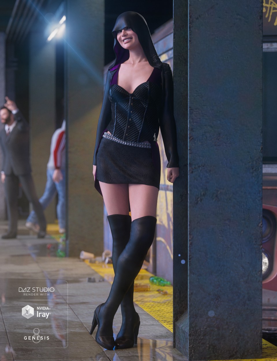 dForce Shadow Hive Outfit for Genesis 8 Female(s)_DAZ3D下载站