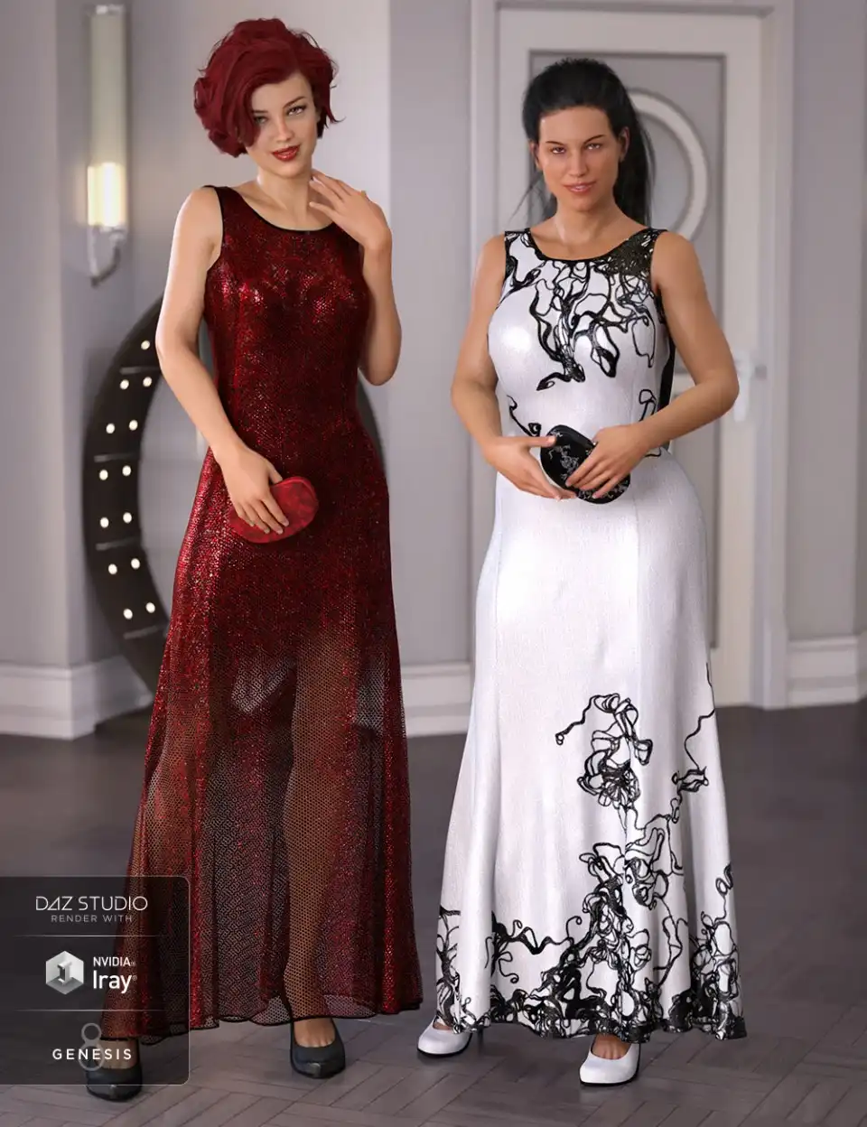 dForce State Dinner Dress Textures_DAZ3D下载站