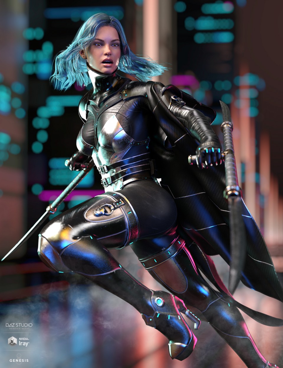 dForce Void Suit-X Outfit and Weapons for Genesis 8 Female(s)_DAZ3D下载站