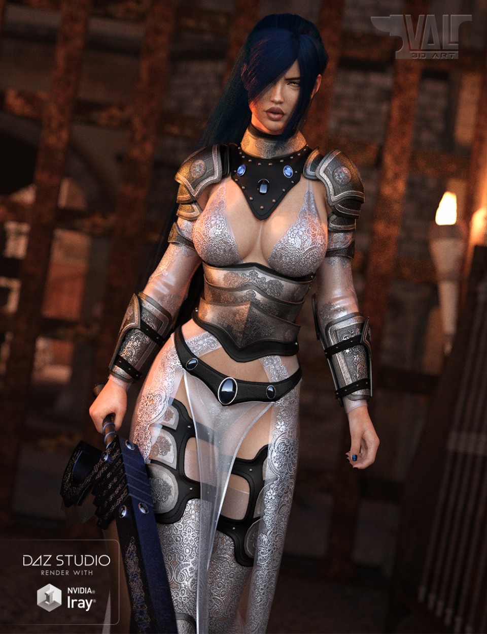 dForce Warrior of Dusk Outfit for Genesis 8 Female(s)_DAZ3D下载站