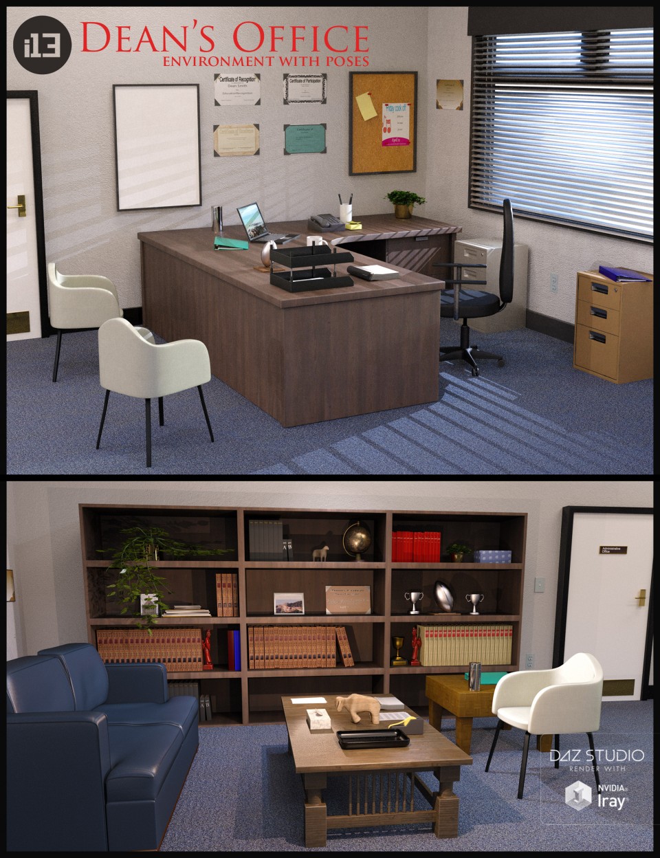 i13 Dean’s Office with Poses_DAZ3D下载站