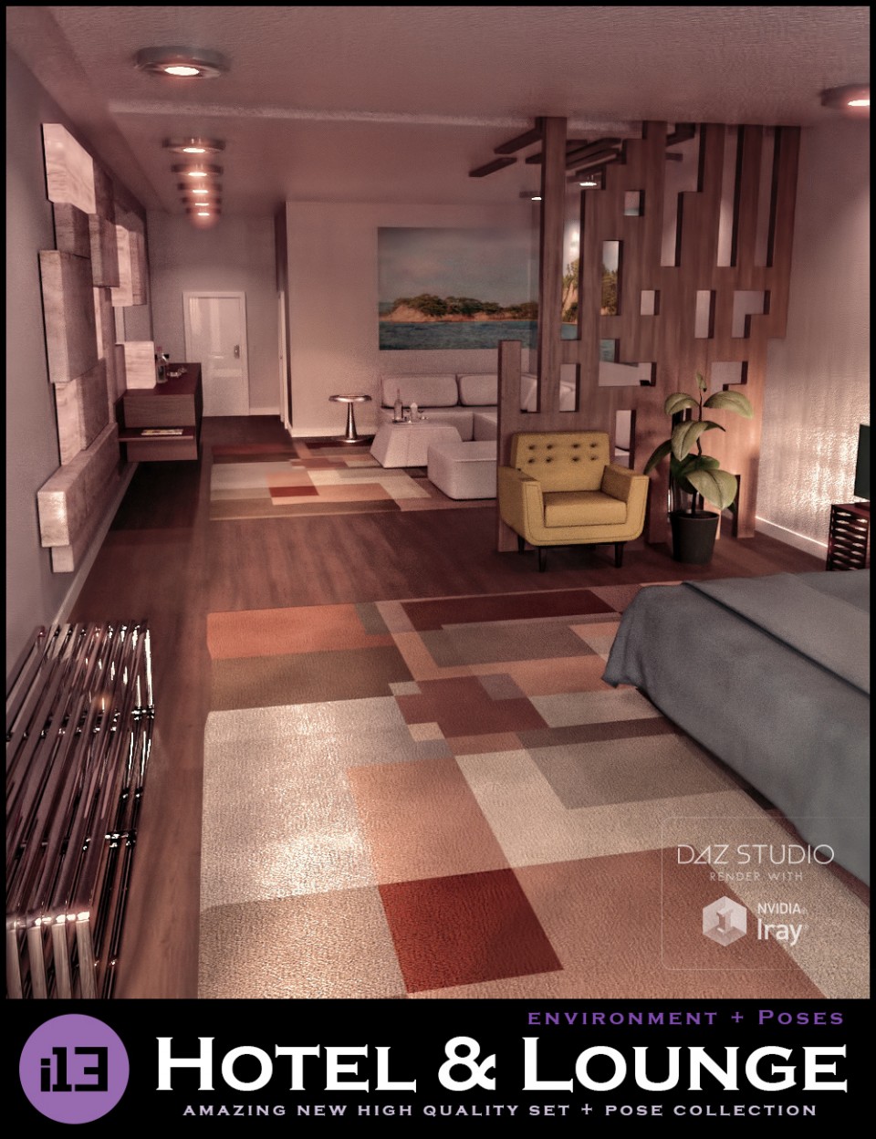 i13 Hotel and Lounge Environment with Poses_DAZ3D下载站