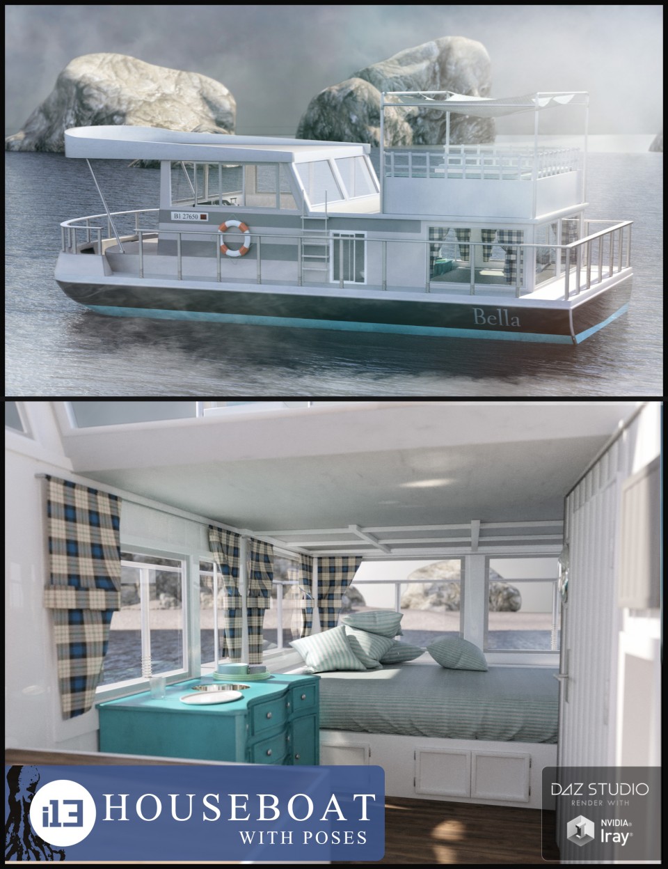 i13 Houseboat with Poses_DAZ3D下载站