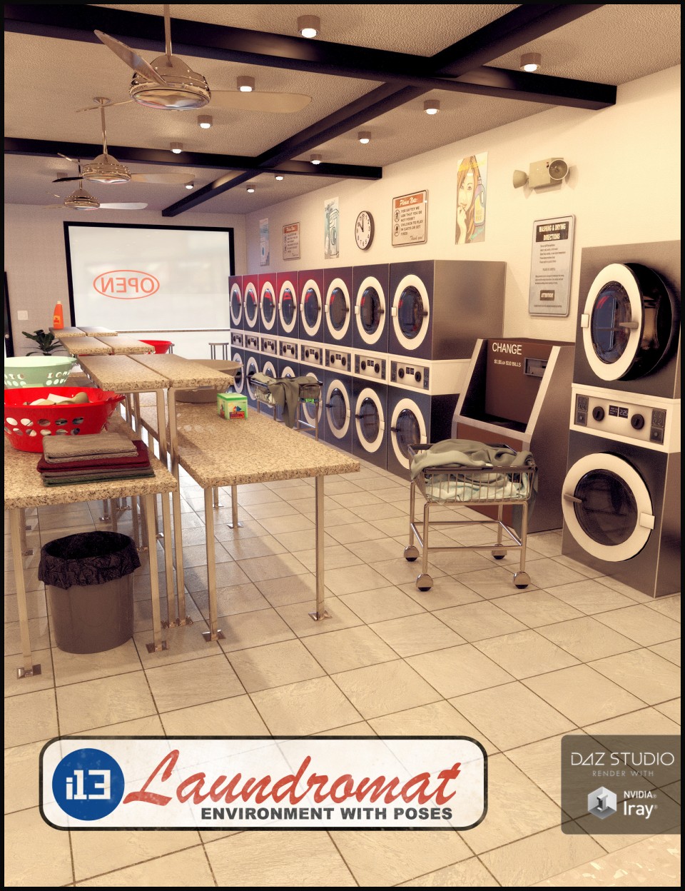 i13 Laundromat Environment with Poses_DAZ3D下载站