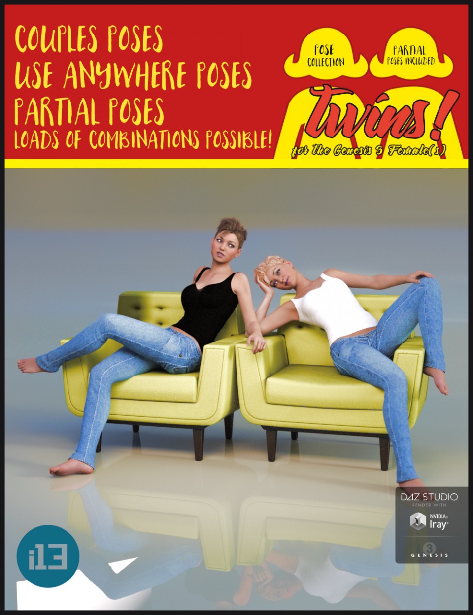 i13 Twins! Pose Collection for the Genesis 3 Female(s)_DAZ3D下载站