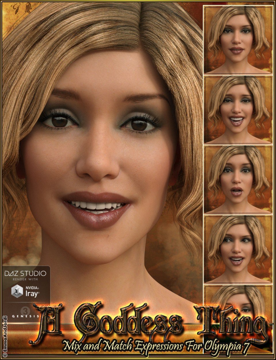A Goddess Thing Mix and Match Expressions for Olympia 7_DAZ3D下载站