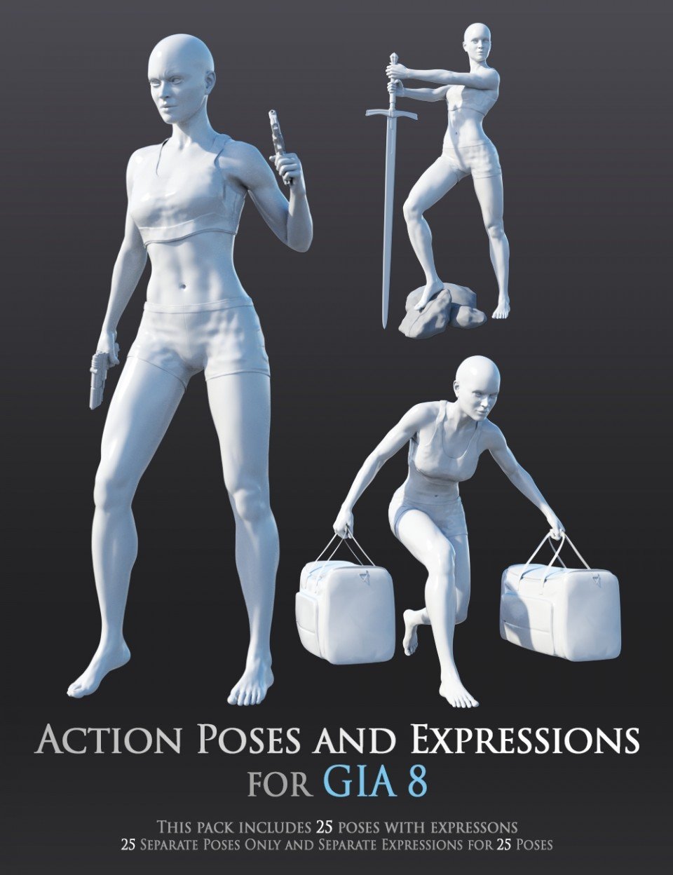 Action Poses and Expressions for Gia 8_DAZ3D下载站