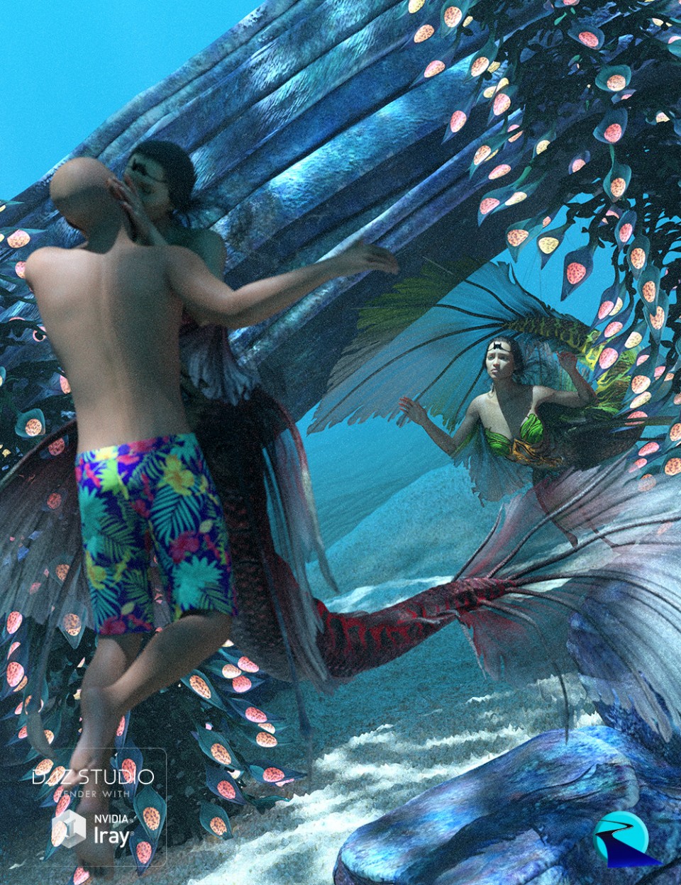 Aguja Mermaid Poses and Pose Control G8F_DAZ3DDL
