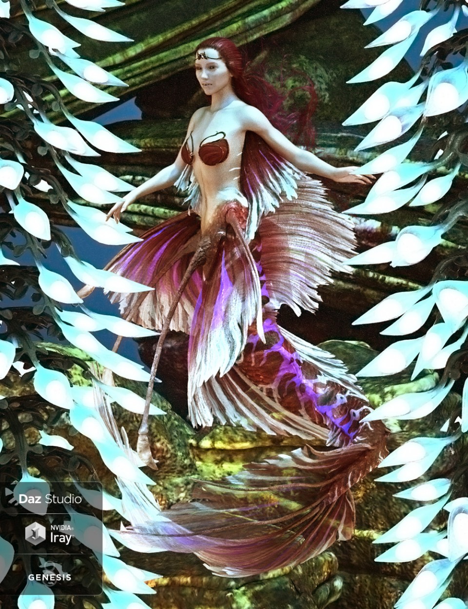 Aguja Mermaid for Genesis 8 Female Plus Mertail and Fins_DAZ3D下载站