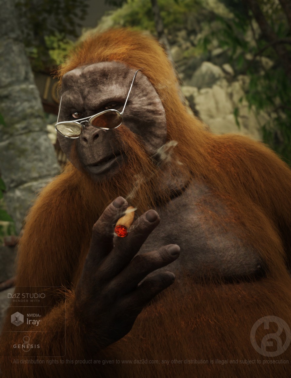 Ape World Orangutan with dForce Hair for Genesis 8 Male_DAZ3D下载站