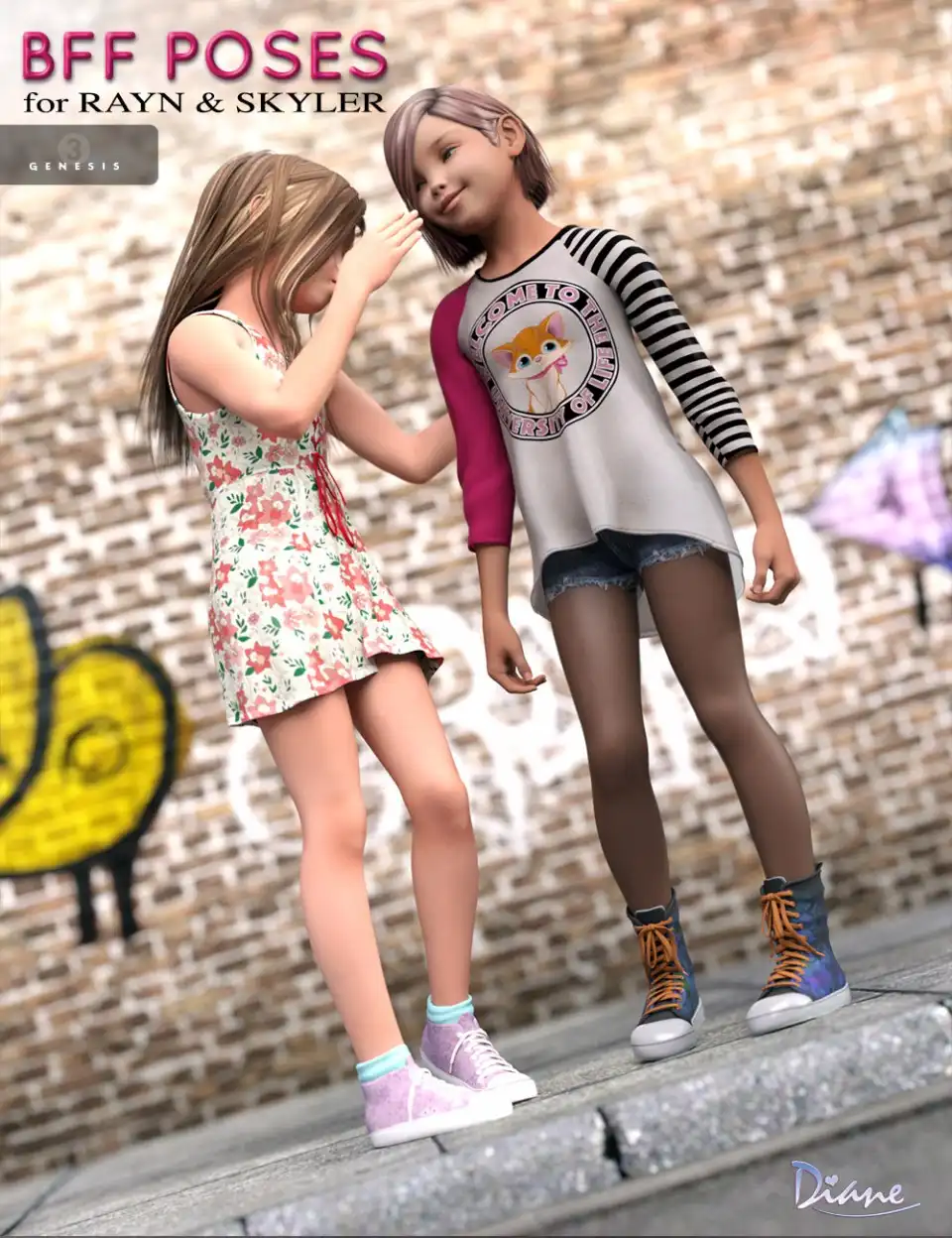 BFF Poses for Rayn and Skyler Genesis 3 Female(s)_DAZ3D下载站