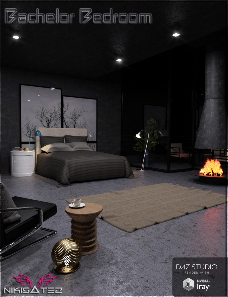 Bachelor Bedroom_DAZ3D下载站