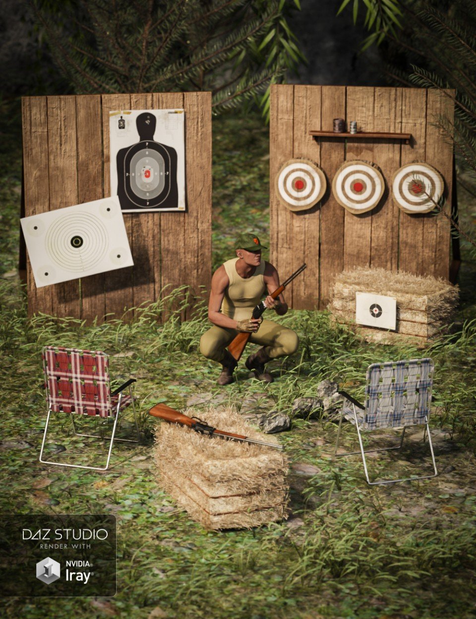 Backwoods Shooting Range for Genesis 3 and 8 Male(s) and Female(s)_DAZ3D下载站
