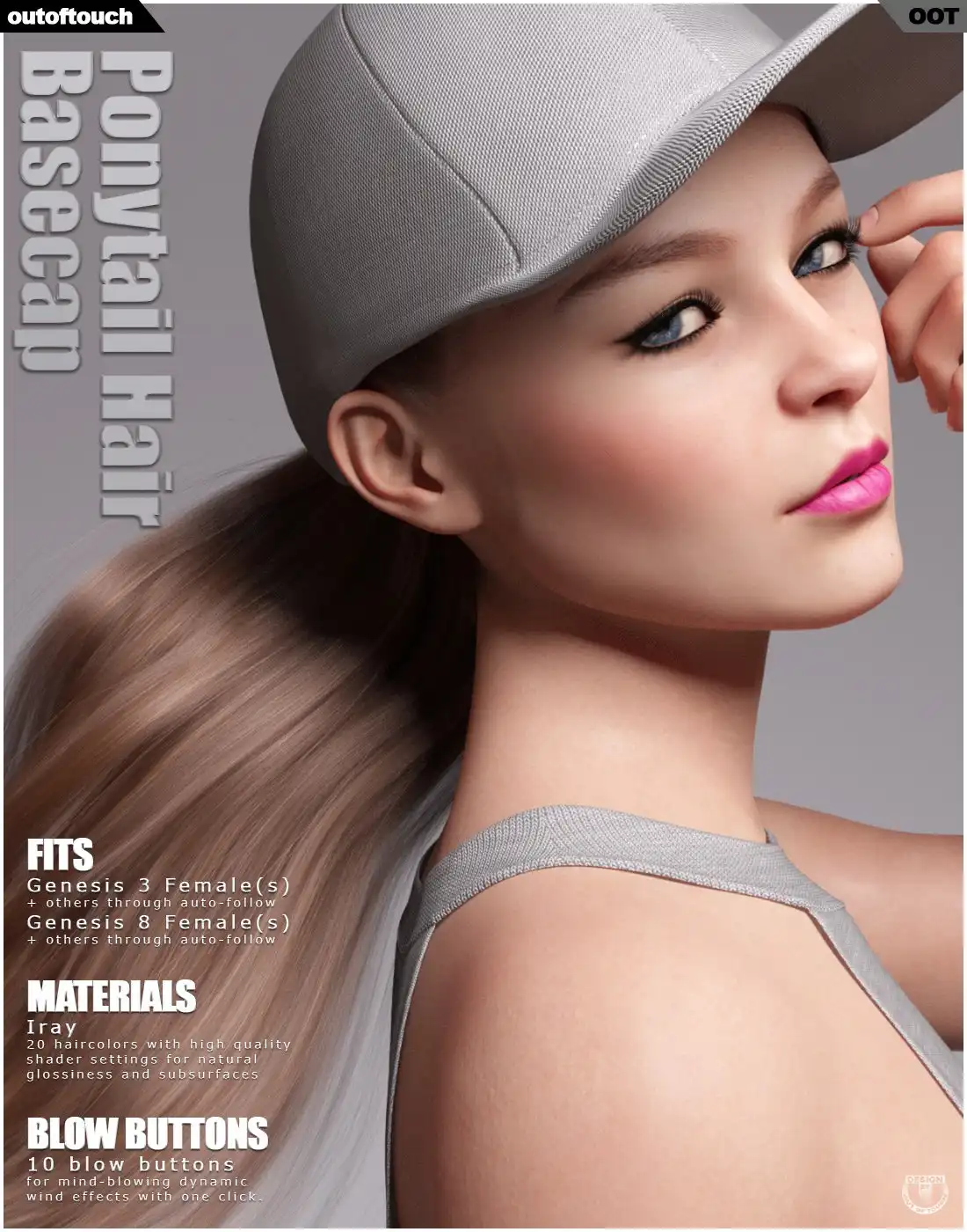 Basecap Ponytail Hair for Genesis 3 and 8 Female(s)_DAZ3DDL