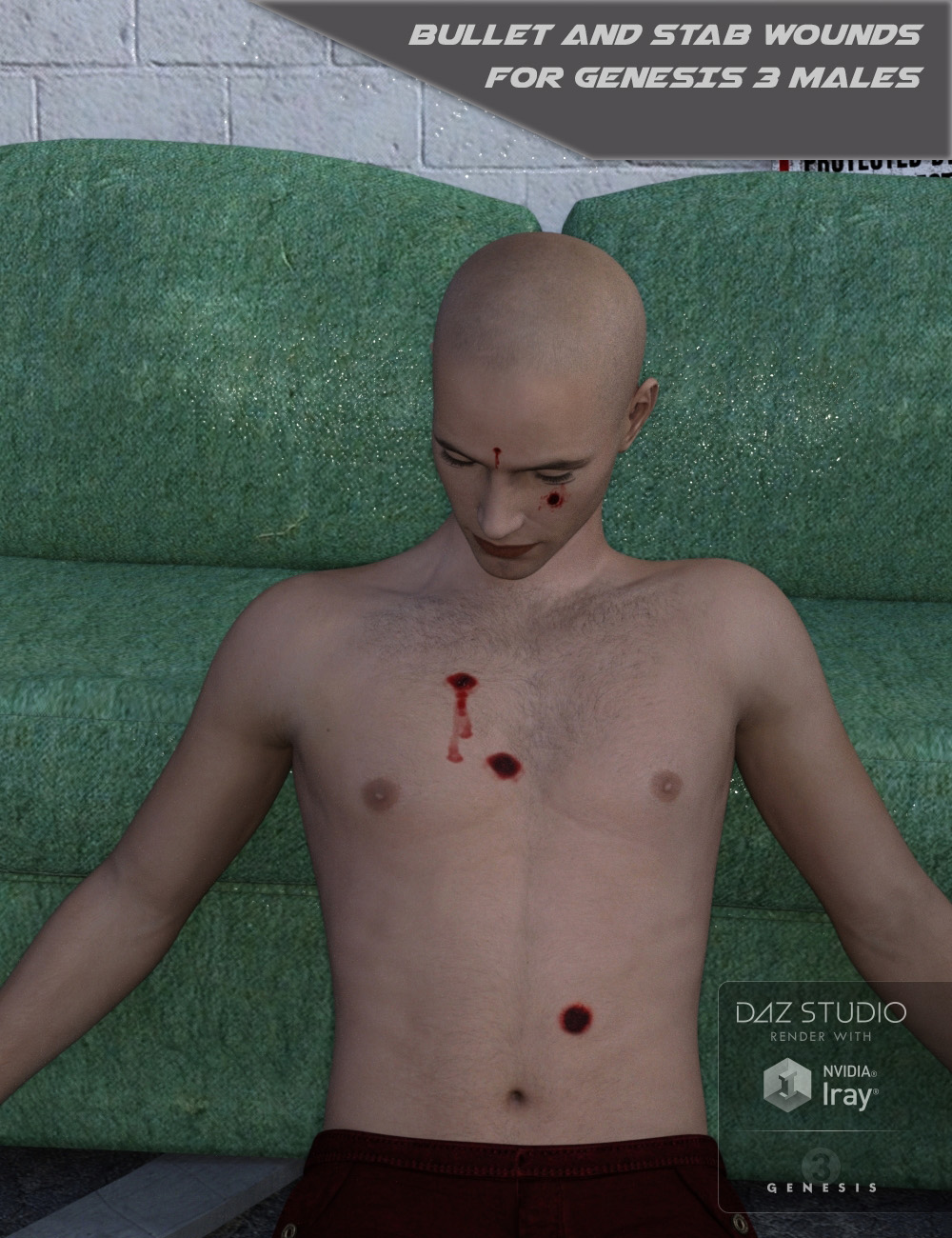 Bullet and Stab Wounds for Genesis 3 Males_DAZ3DDL