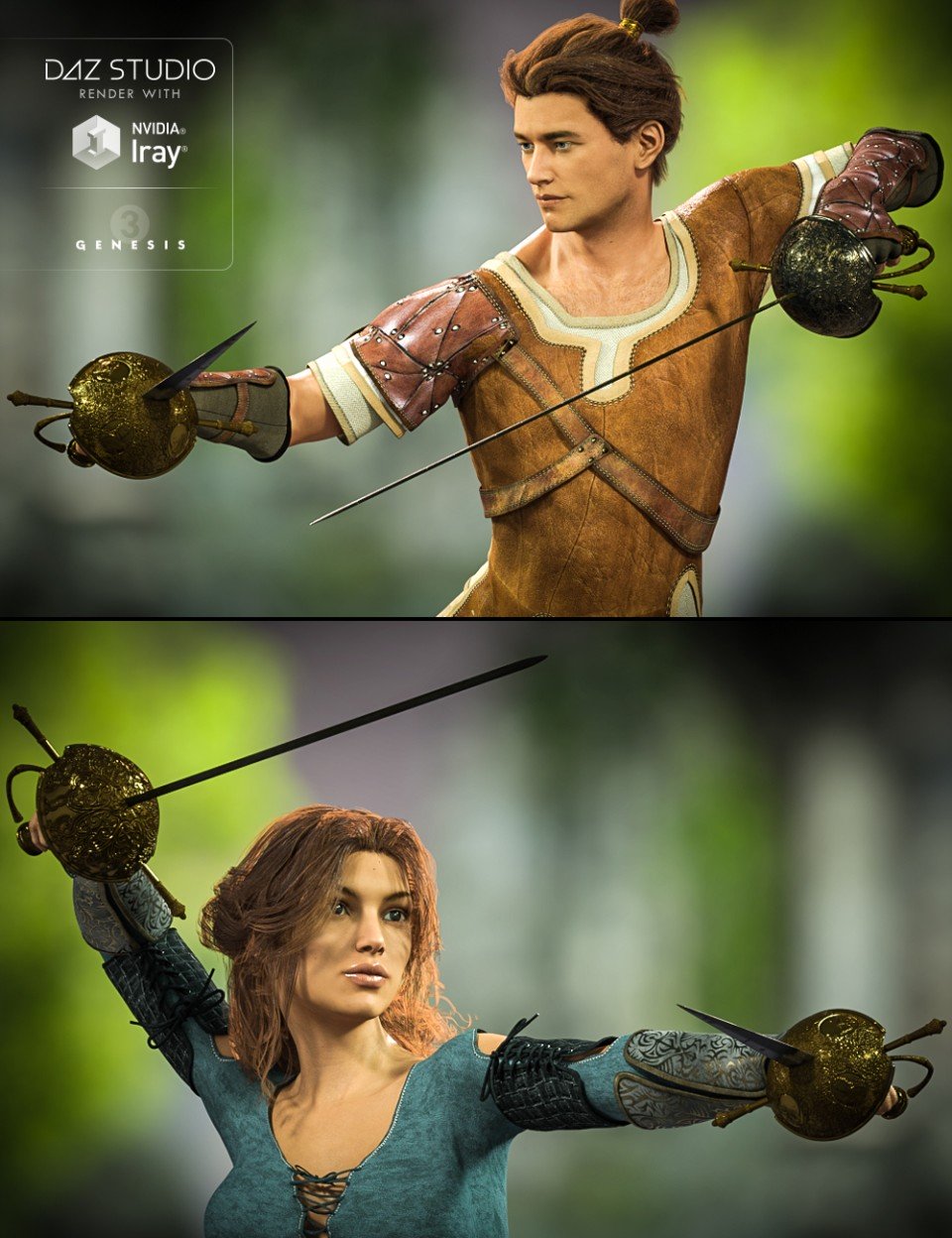 Cazoleta Swords and Poses for Genesis 3 Male(s) and Female(s)_DAZ3DDL