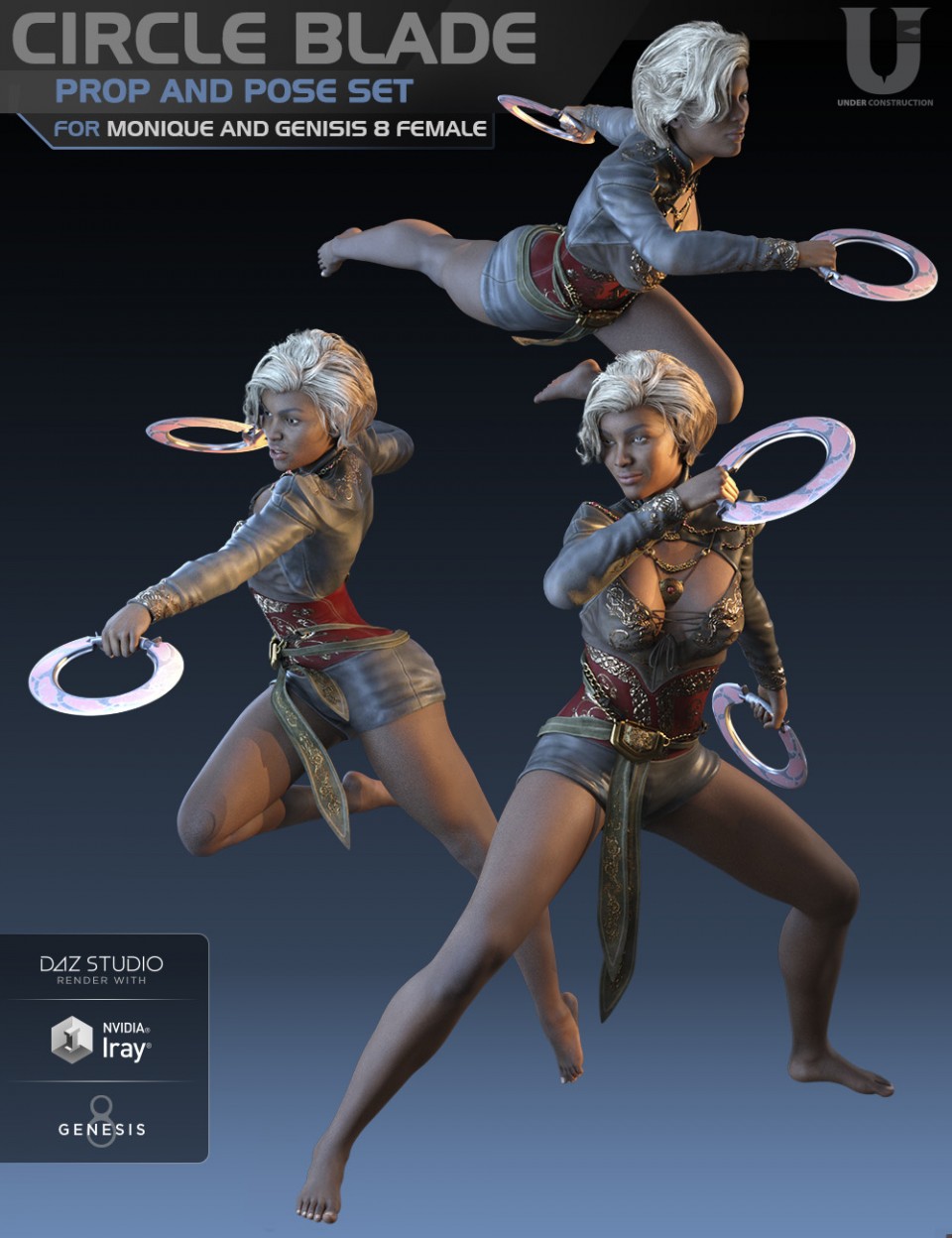 Circle Blade Pose Set and Prop for Monique 8 and Genesis 8 Female_DAZ3DDL