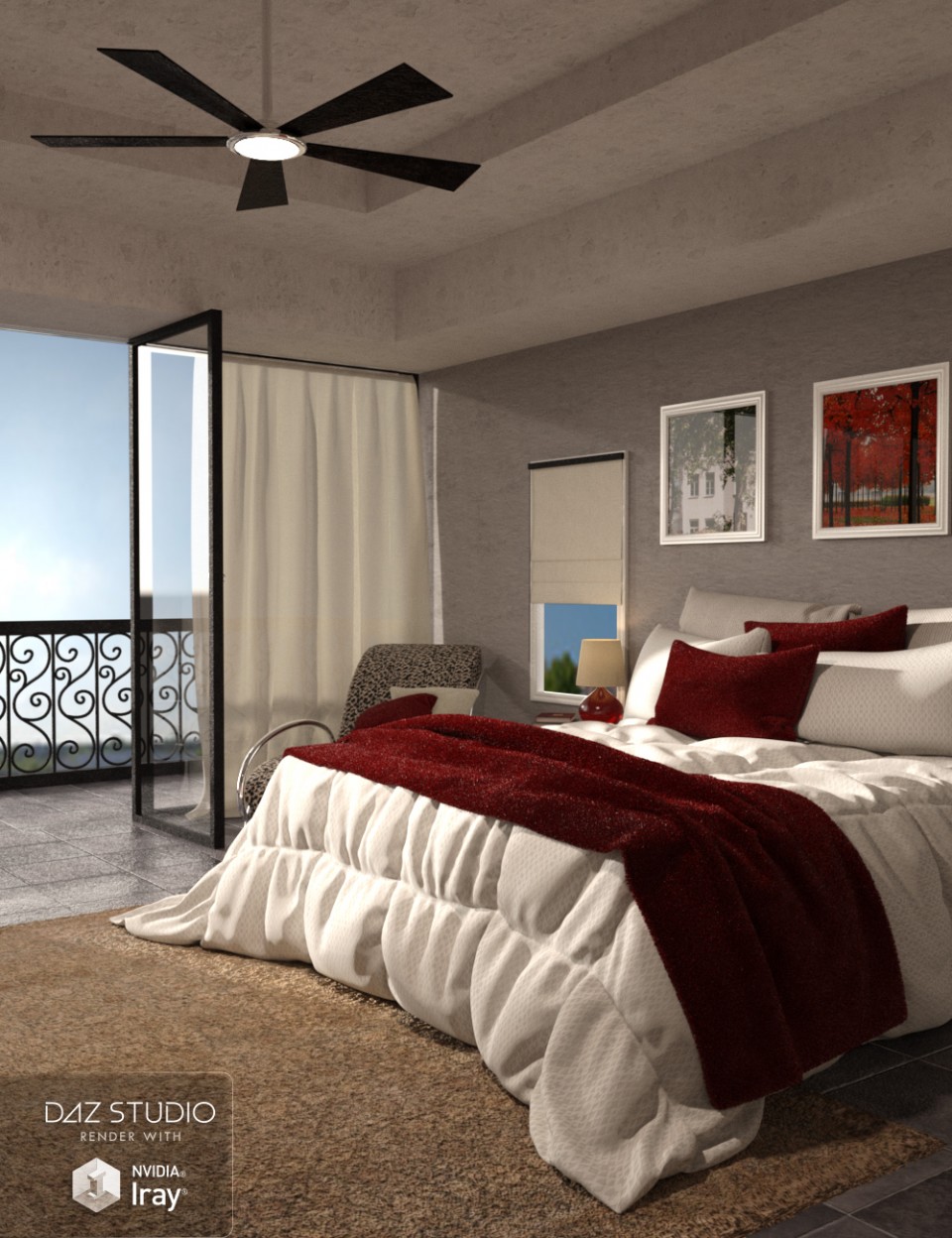 Classic Comfort Bedroom_DAZ3D下载站