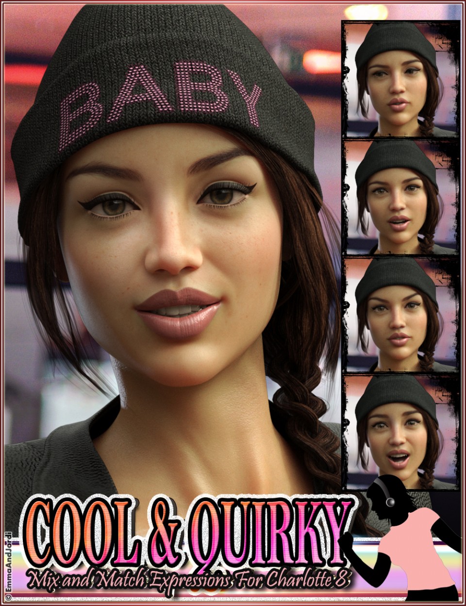 Cool and Quirky Mix and Match Expressions for Charlotte 8 and Genesis 8 Female(s)_DAZ3DDL
