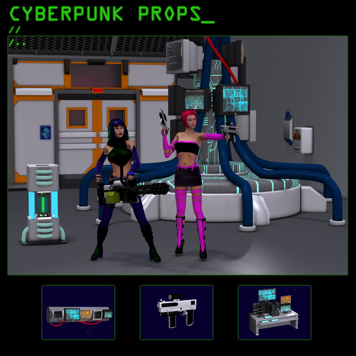 Cyberpunk Props_DAZ3D下载站