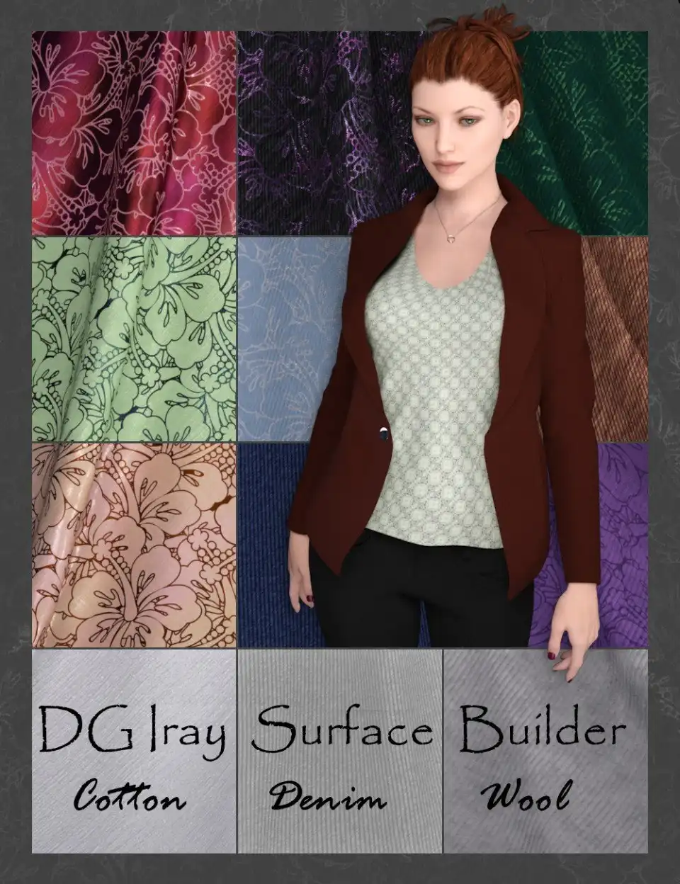 DG Iray Surface Builder – Cotton Denim Wool – Shaders and Merchant Resource_DAZ3D下载站