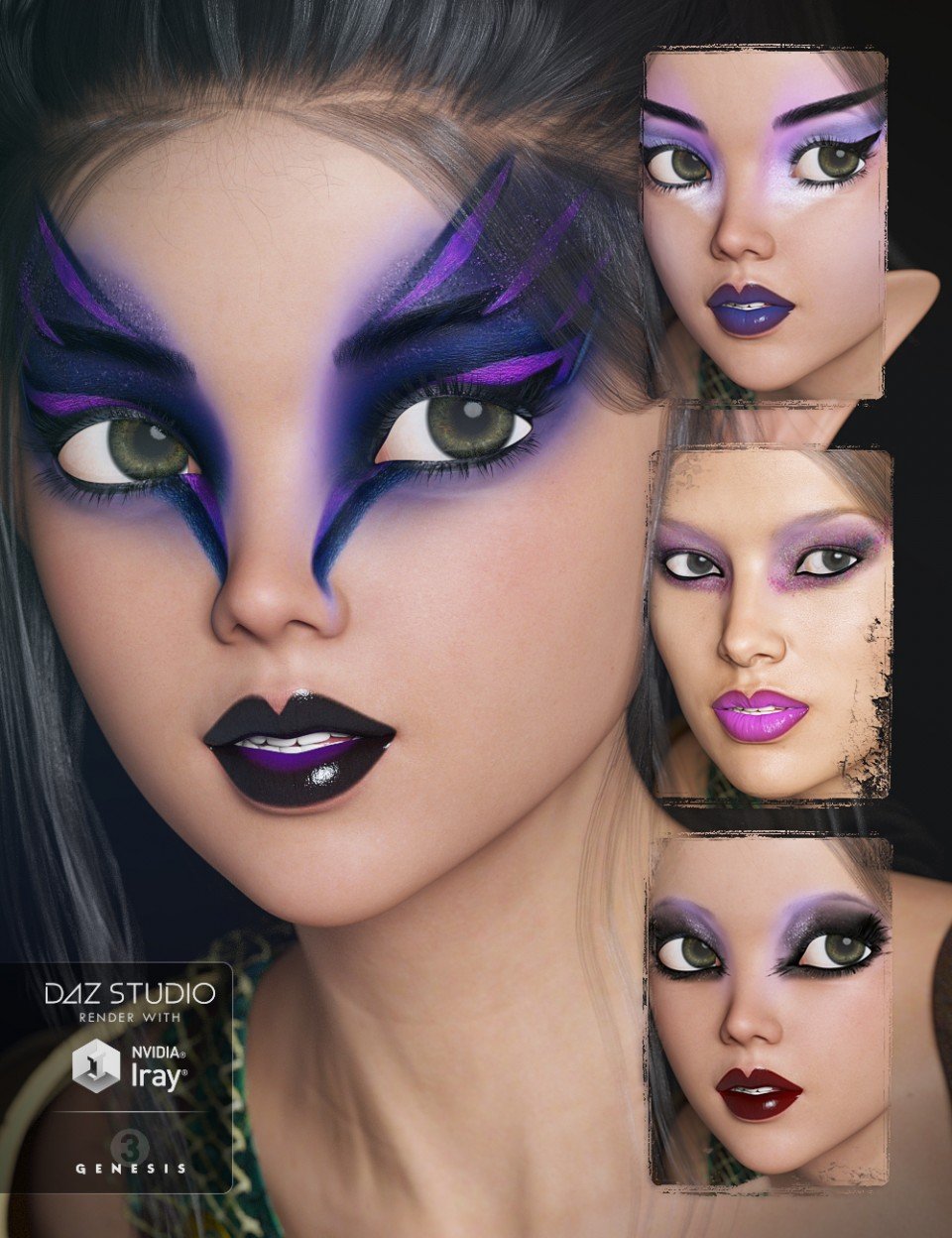 Dark Fantasy Makeup for Genesis 3 Female_DAZ3D下载站