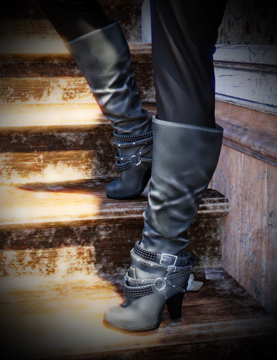 Diamond & Studs Boots for Genesis 3 Female(s)_DAZ3DDL