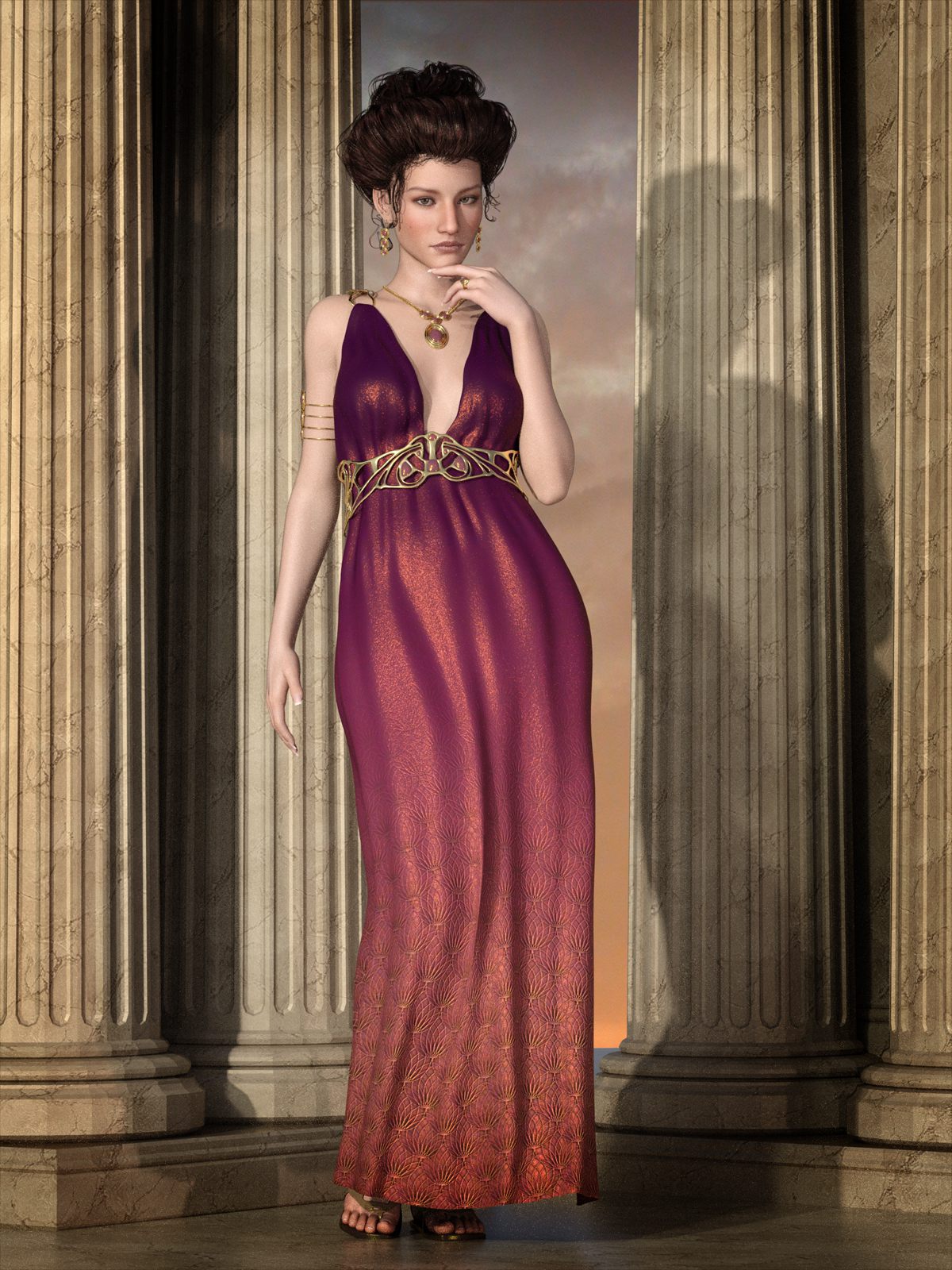 Drusilla Dress for Genesis 3 Female_DAZ3D下载站