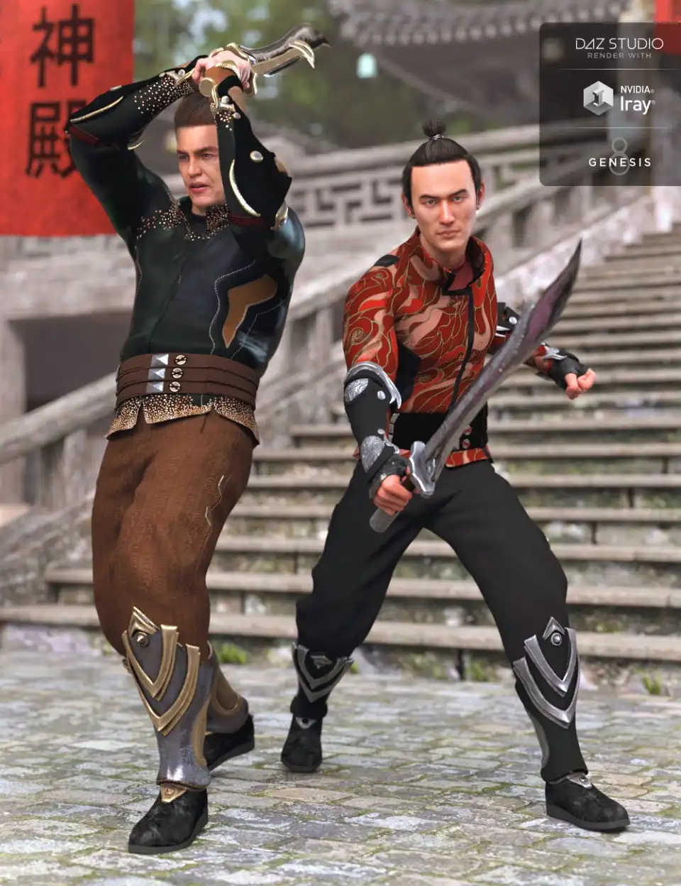 Eastern Fantasy Warrior Outfit Textures_DAZ3D下载站