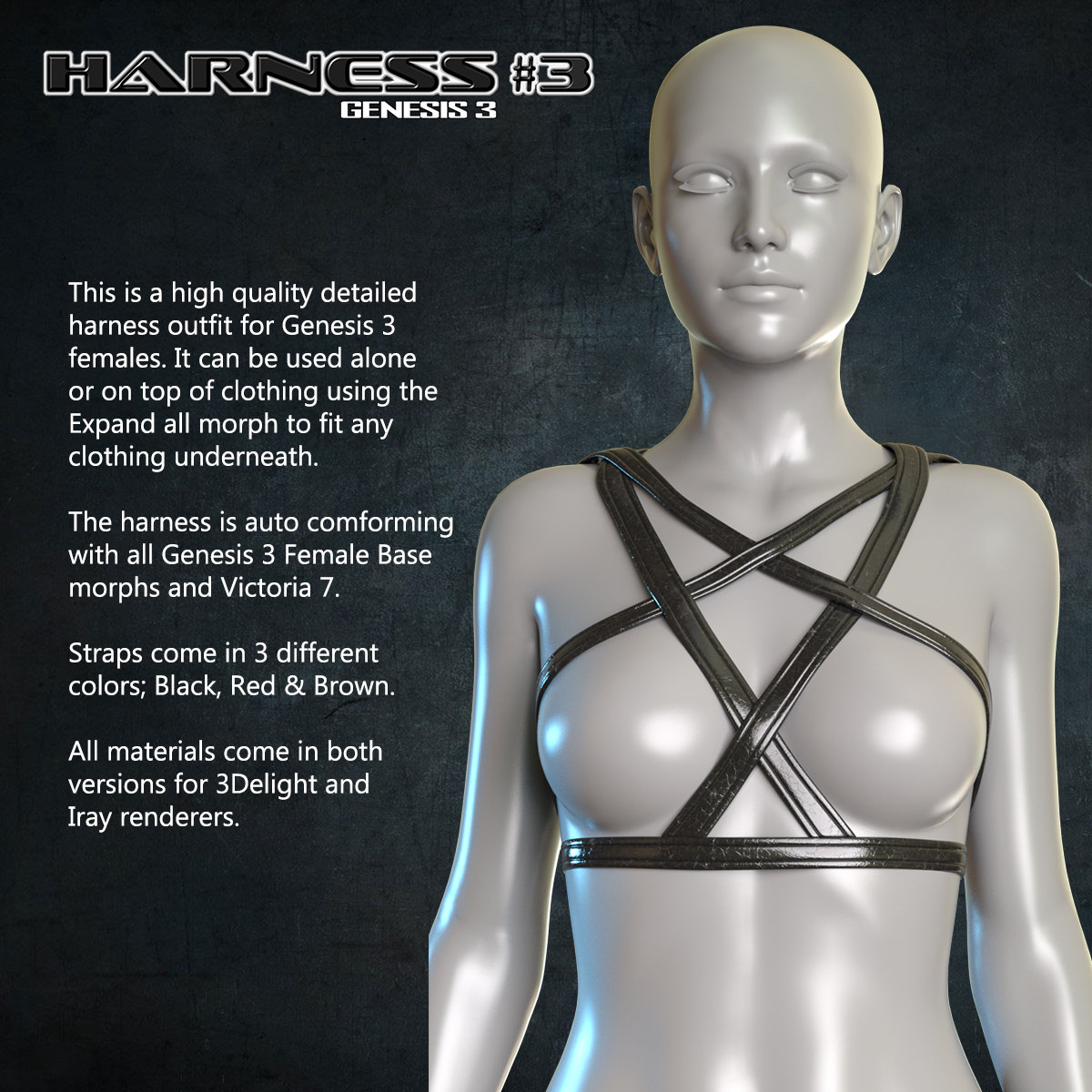 Exnem Harness 3 for Genesis 3 Female_DAZ3D下载站