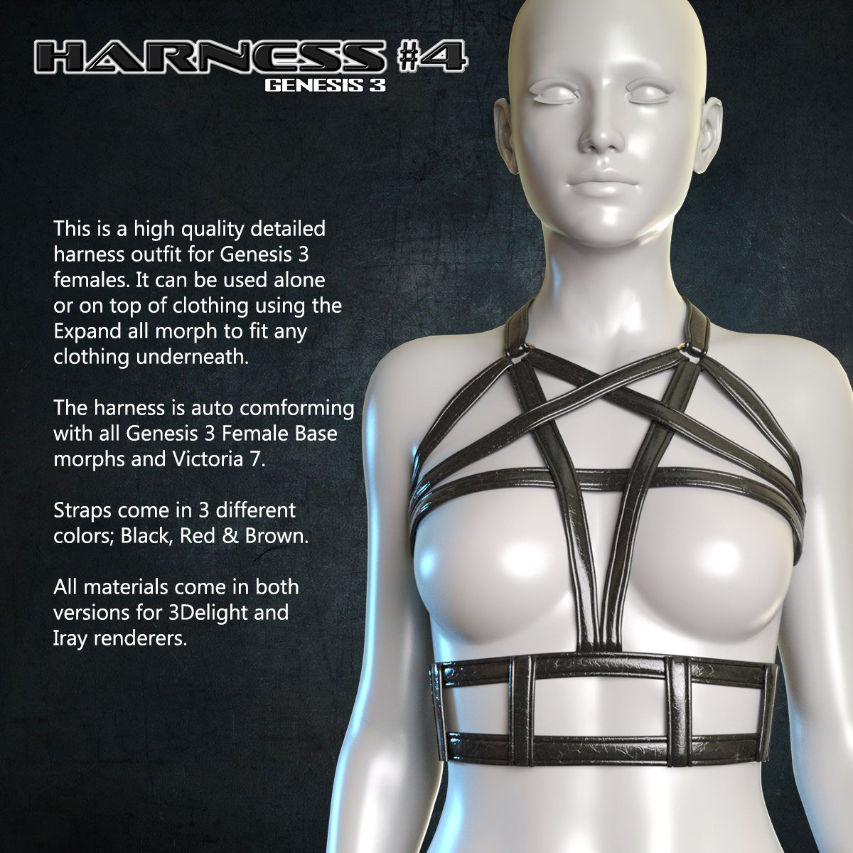 Exnem Harness 4 for Genesis 3 Female_DAZ3D下载站
