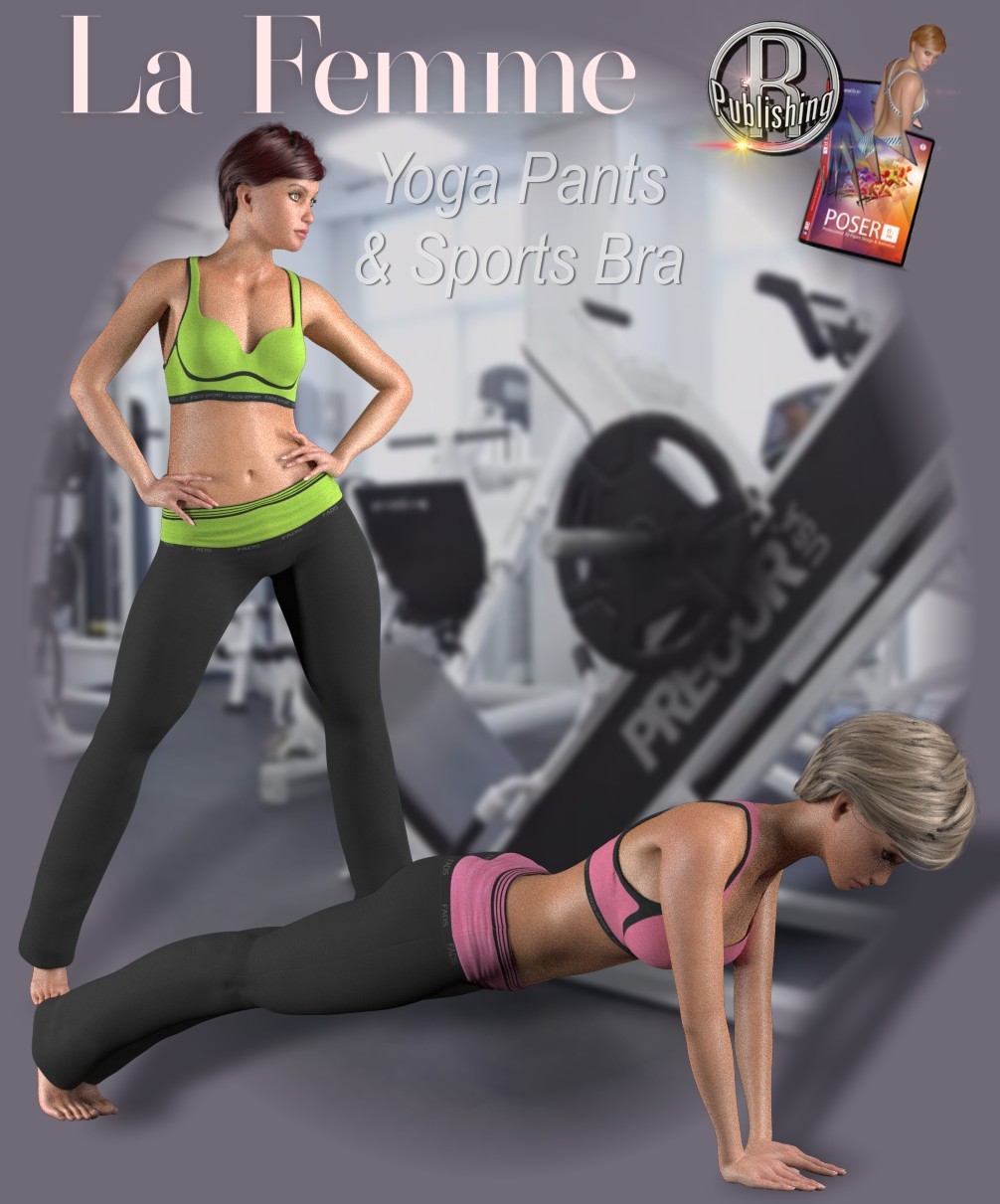 FADS Yoga Pants & Sports Bra for La Femme and Poser 11_DAZ3DDL