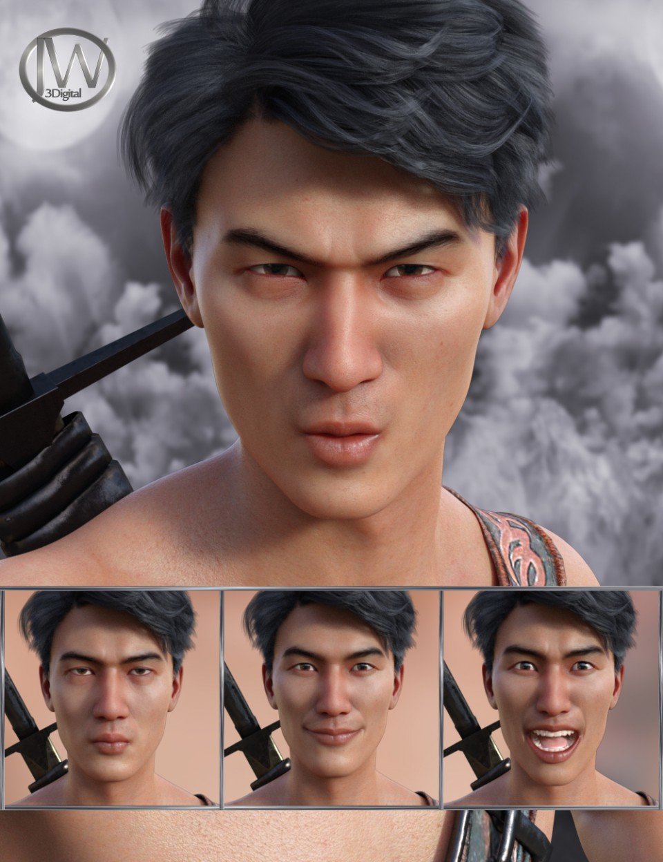 Faces of a Ninja – Expressions for Genesis 8 Male and Lee 8_DAZ3D下载站