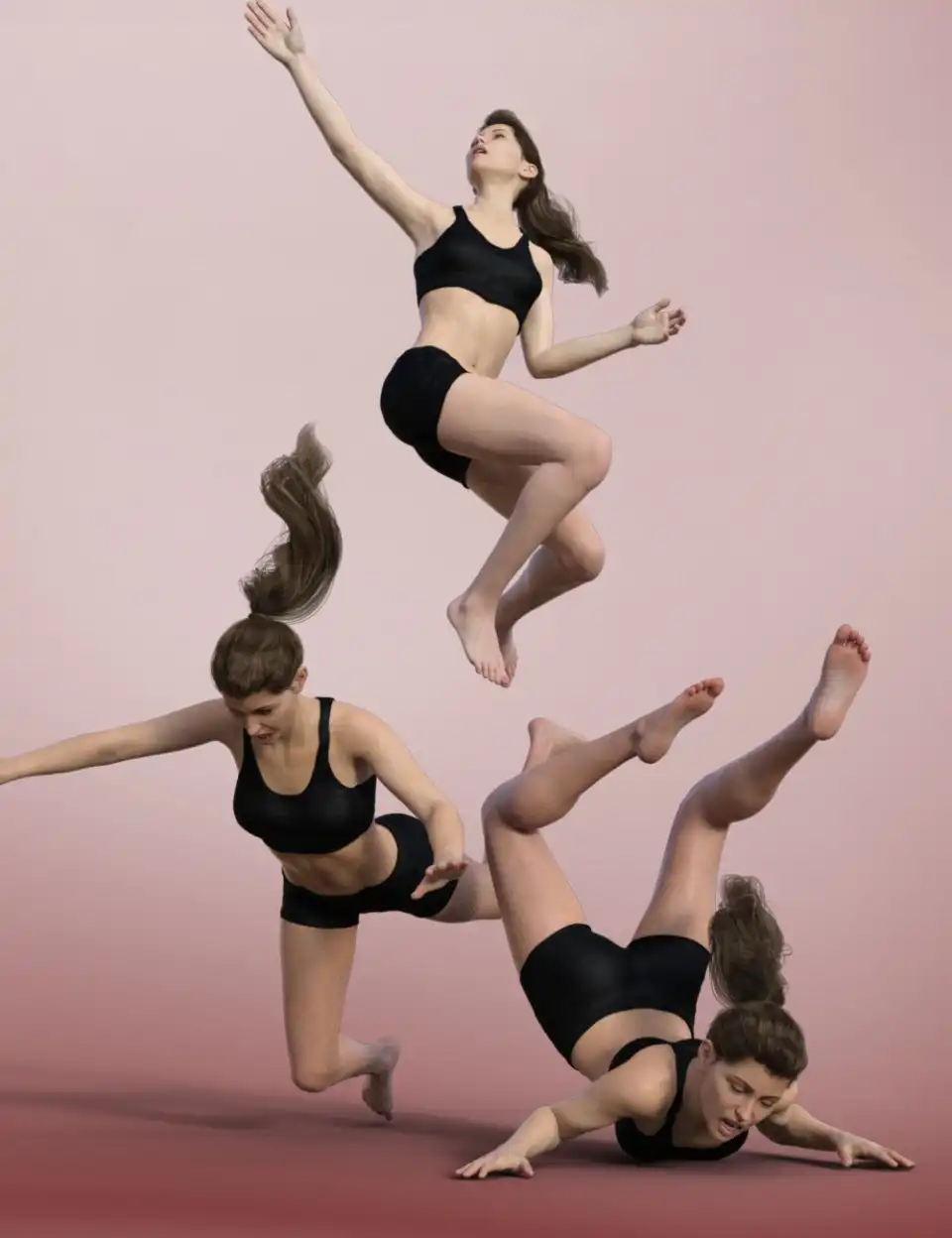 Falling Down Poses for Genesis 8 Female and Victoria 8_DAZ3D下载站