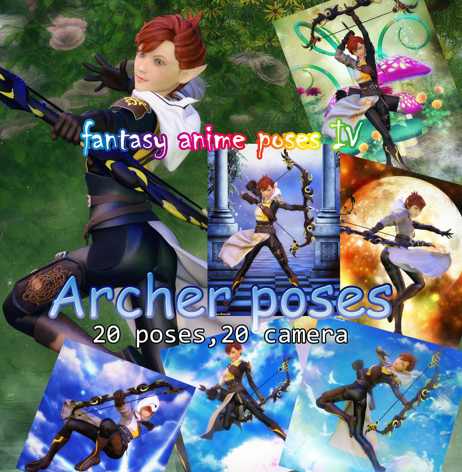 Fantasy Anime Poses IV Archer Poses for G3_DAZ3D下载站