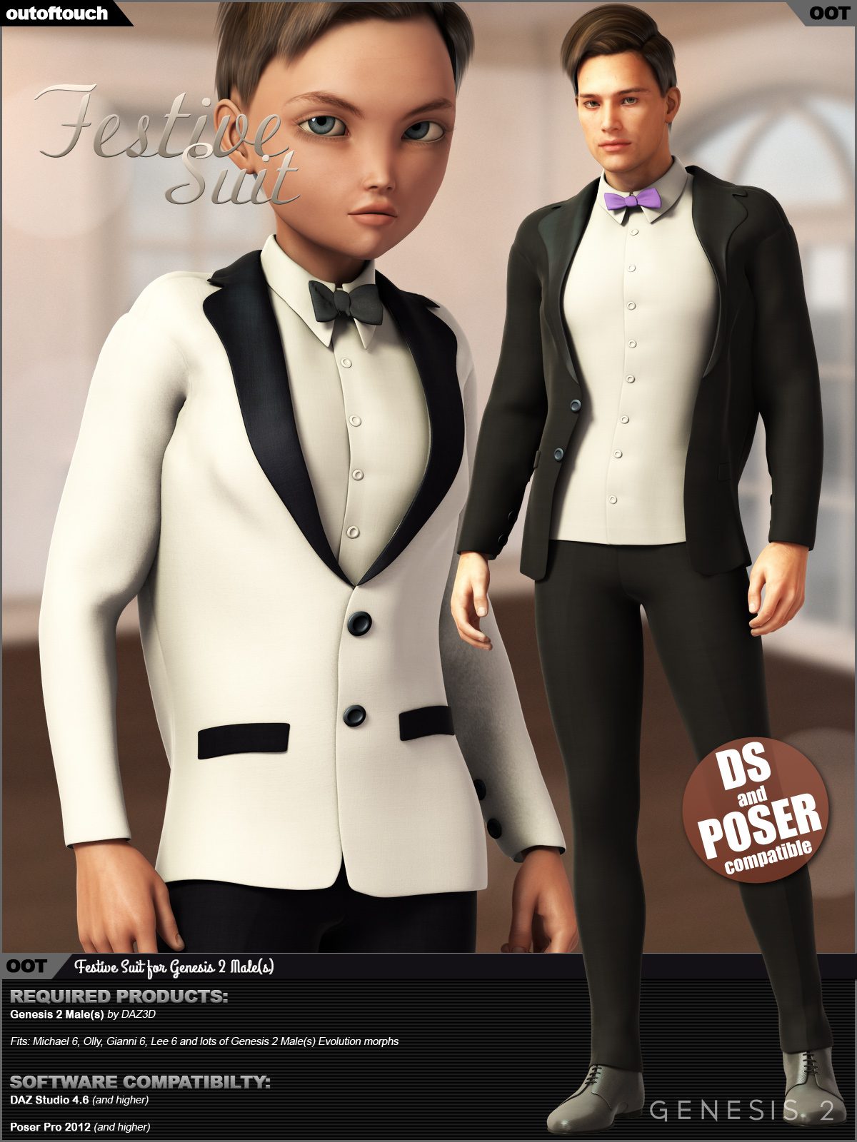 Festive Suit for Genesis 2 Male(s)_DAZ3D下载站