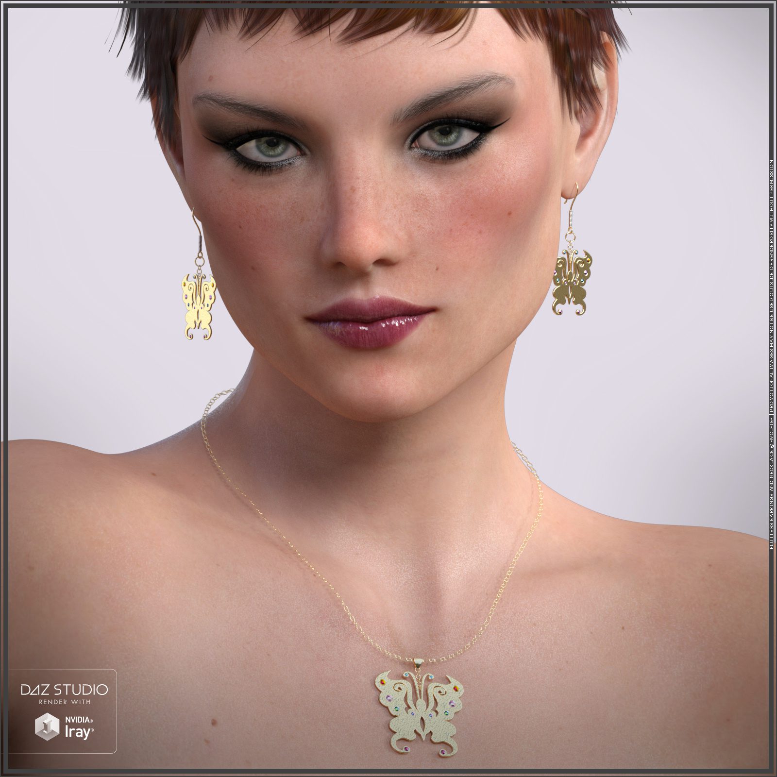 Flutters Earrings and Necklace for G3F G8F_DAZ3D下载站