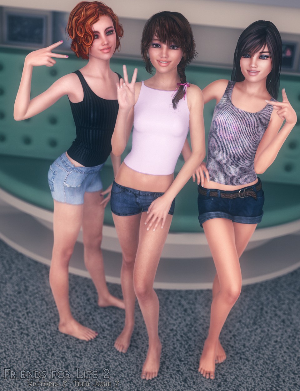 Friends for Life 2 Poses G3F_DAZ3D下载站