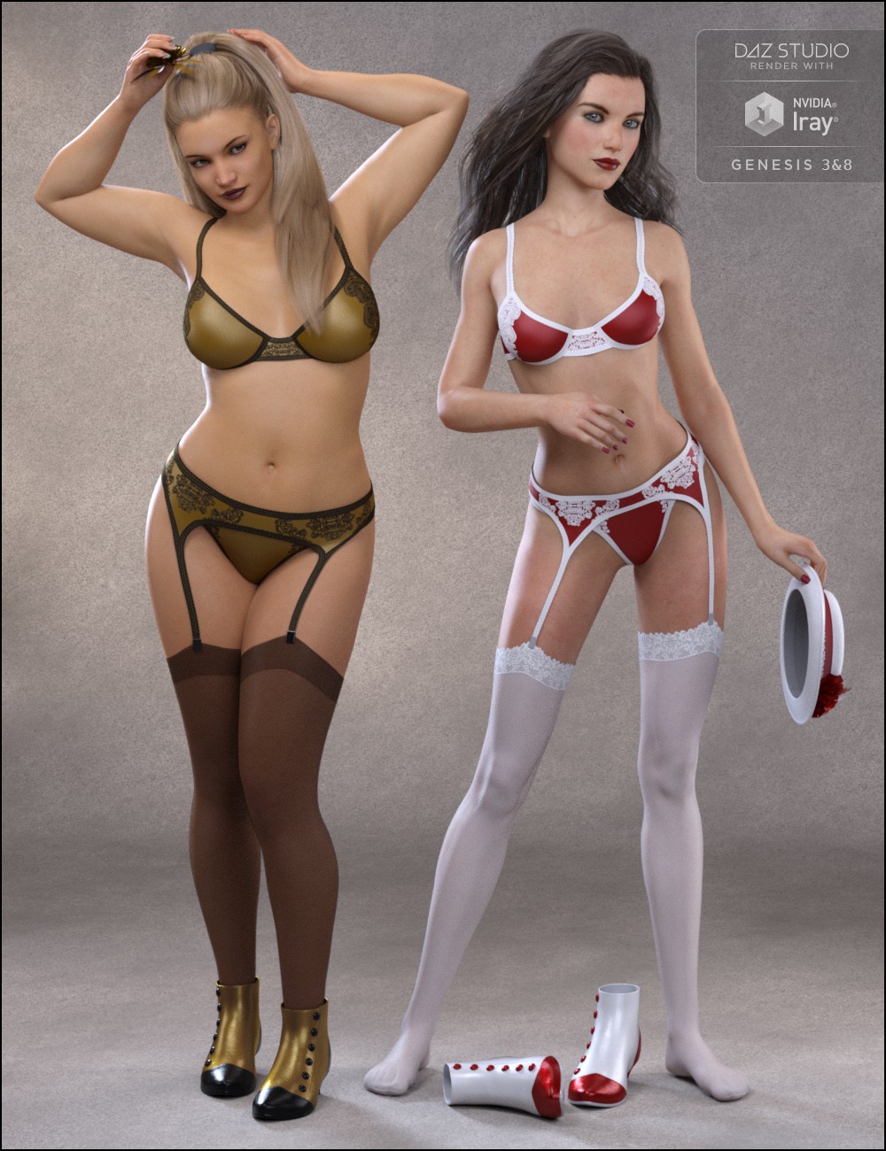 Frolic Dress Set Add-ons for Genesis 3 and 8 Female(s)_DAZ3D下载站