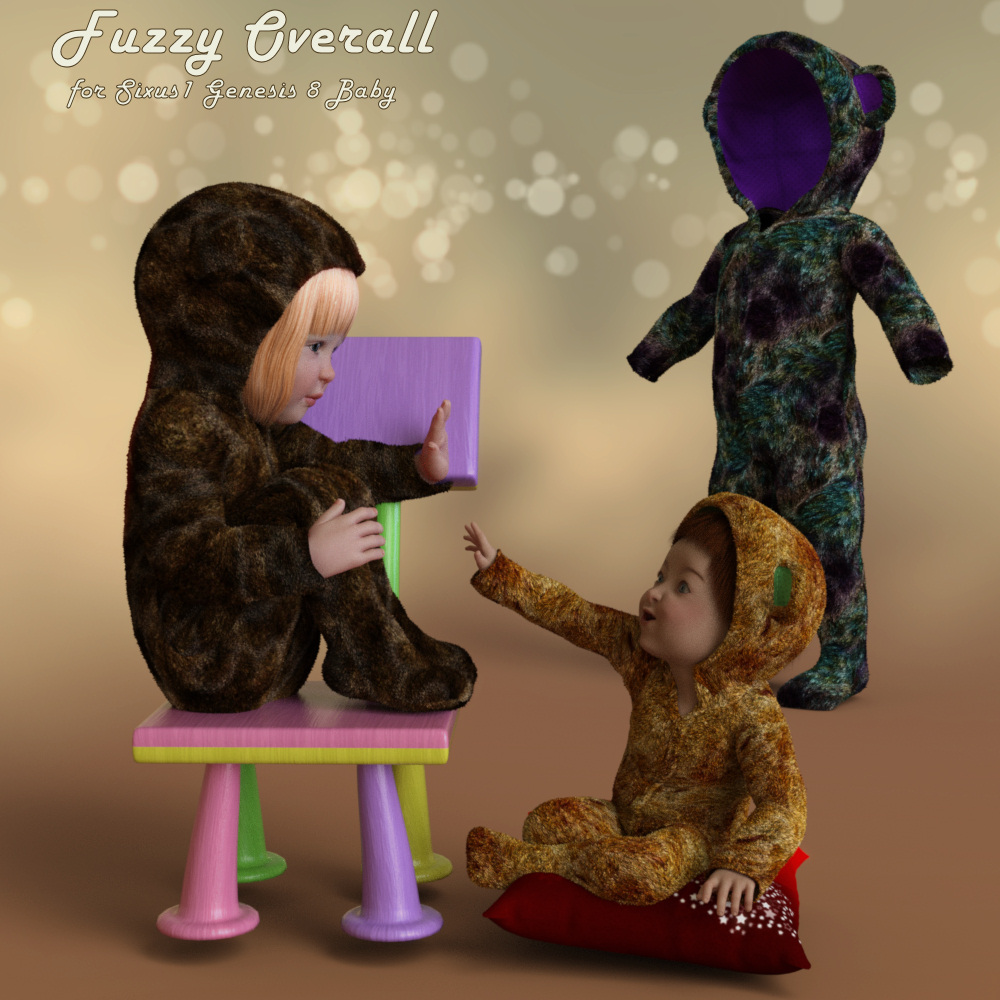 Fuzzy Overall for Sixus1 Genesis 8 Baby_DAZ3D下载站