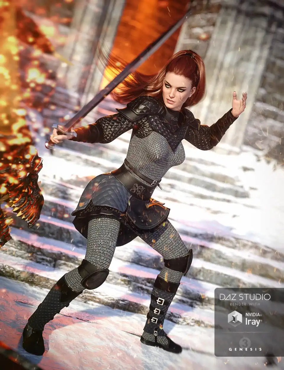 Gentle Paladin for Genesis 3 Female(s)_DAZ3D下载站