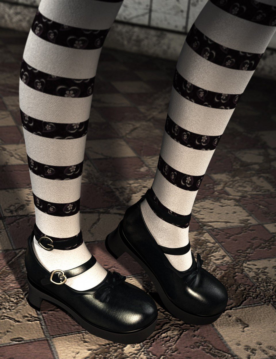 Goth Strap Shoes for Genesis 2 Female(s)_DAZ3D下载站