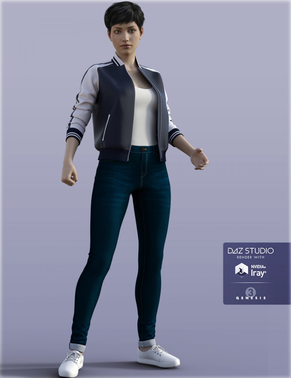 H&C Baseball Jackets Outfit for Genesis 3 Female(s)_DAZ3D下载站