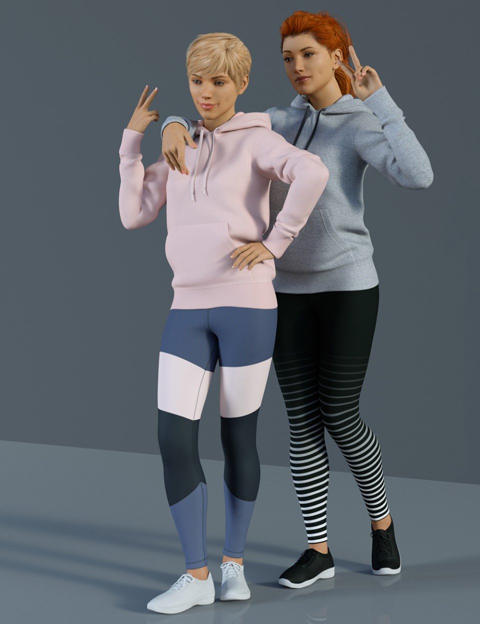 H&C Hoodie & Training Wear for Genesis 8 Female(s)_DAZ3D下载站