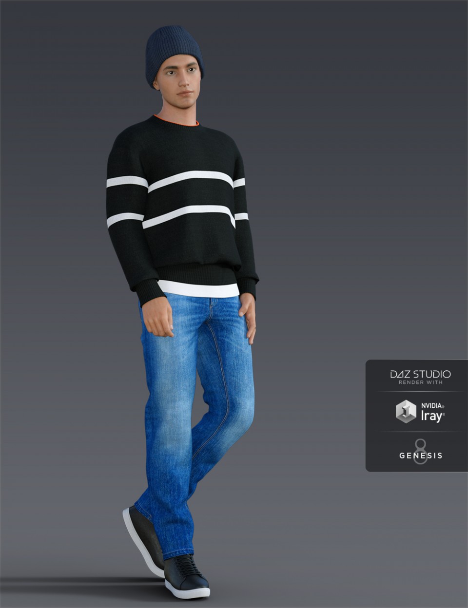 H&C Knit Sweater Outfit for Genesis 8 Male(s)_DAZ3D下载站