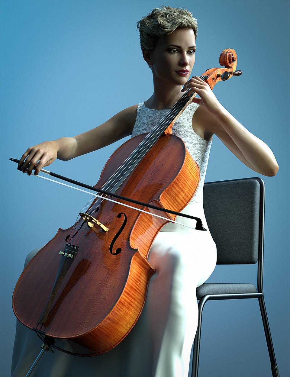 HD Cello and Poses for Genesis 8_DAZ3D下载站