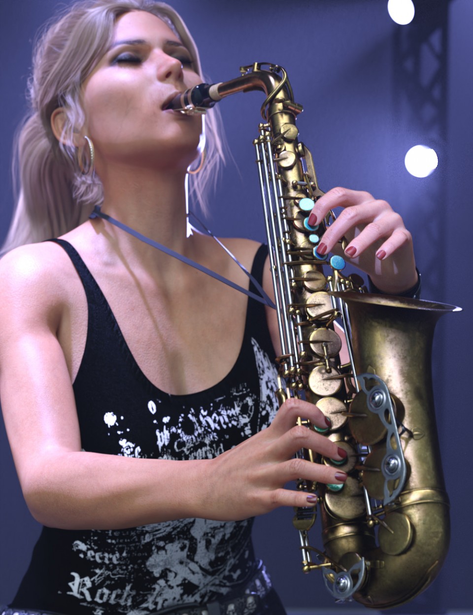 HD Saxophone and Poses for Genesis 8_DAZ3D下载站