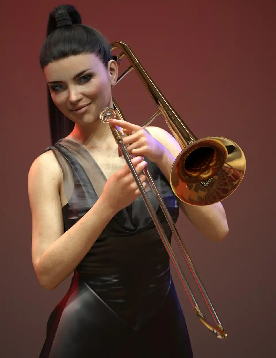 HD Trombone and Poses for Genesis 8_DAZ3D下载站