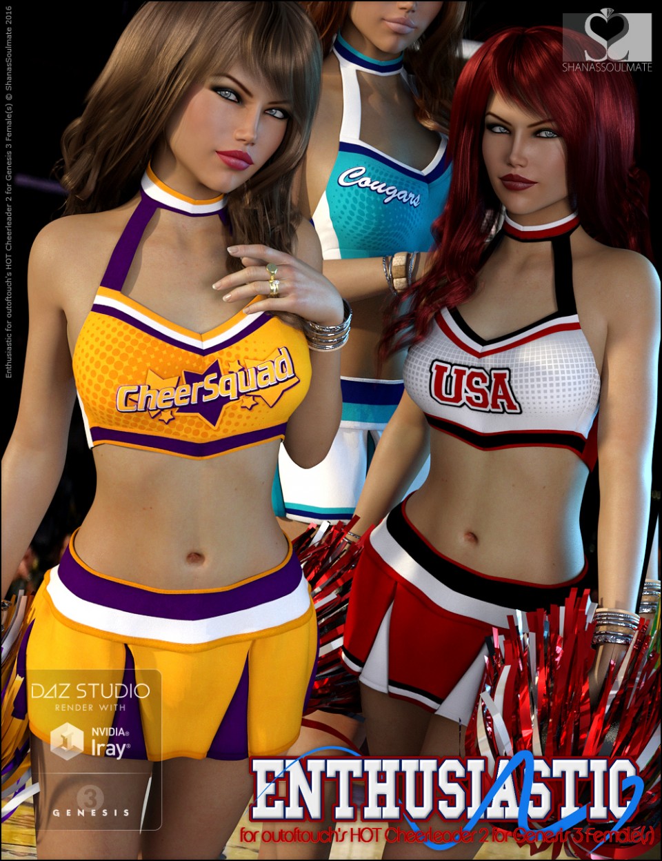 HOT Cheerleader 2 Enthusiastic Textures_DAZ3D下载站