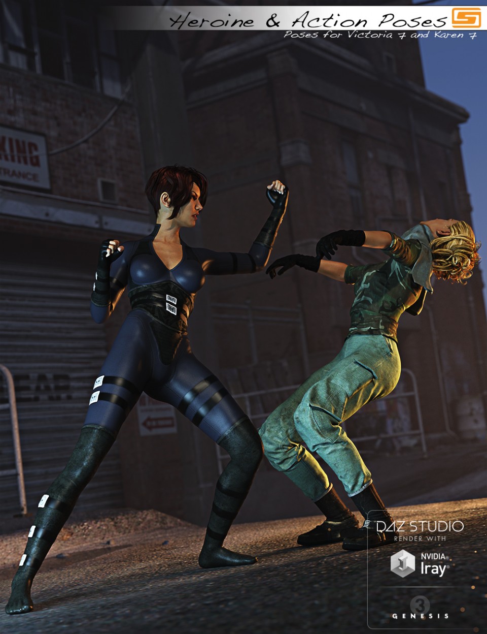 Heroine & Action Poses for Victoria 7 and Karen 7_DAZ3D下载站